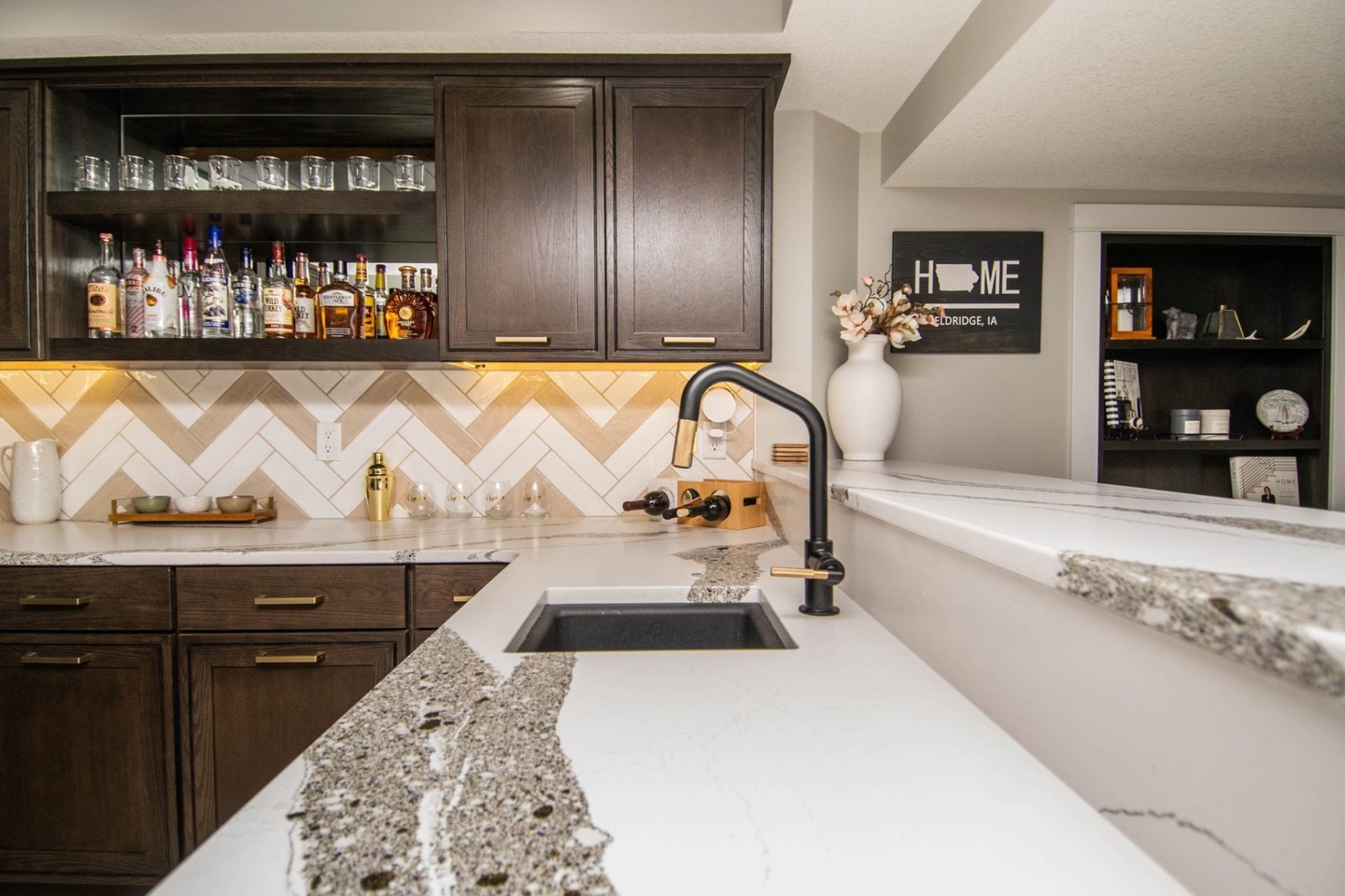 Modern bar in a finished basement